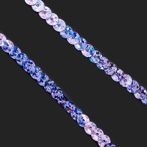 Пайетки 6 мм на нитке (голографические) SF-3068, фиолетовый №2