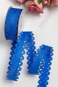 Лента репсовая с ажурными краями, 2 см (SF-3453) синий №40