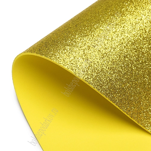 Фоамиран глиттерный 2 мм, 40*60 см Premium (10 листов) SF-3010, золото №2020