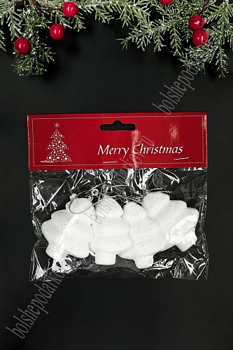 Новогодние украшения &amp;quot;Ёлочки&amp;quot; 5*6 см (4 шт) SF-7550