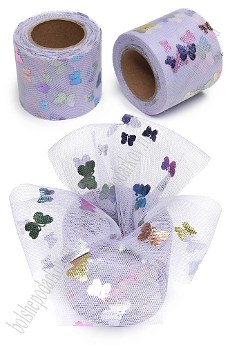 Фатин «Бабочки» 5,5 см*15 ярд (SF-6041) фиолетовый №16
