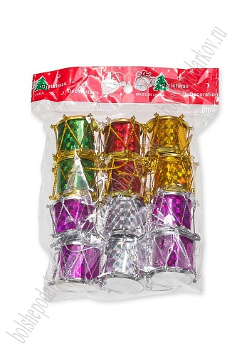 Новогодние украшения 2,5 см (12 шт) &amp;quot;Барабанчик&amp;quot; (SF-1682) ассорти