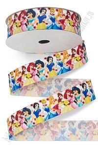 Лента репсовая 2,5 см с рисунком &quot;Принцессы&quot; SF-1734