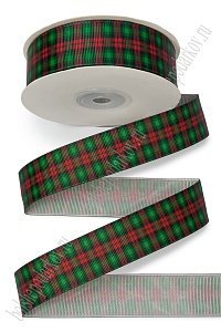 Лента репсовая 2,5 см*25 ярд с рисунком &quot;Клетка&quot; SF-7223, №200