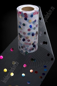 Фатин &quot;Разноцветный горох&quot; 15 см*25 ярд (SF-2951) белый