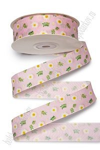 Лента репсовая 2,5 см*25 ярд с рисунком &quot;Ромашки&quot; SF-6131, №2