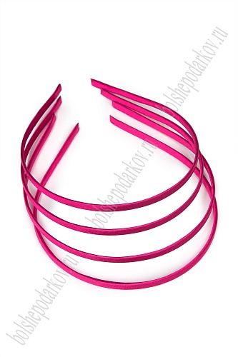 Ободки атласные 0,5 см, металл (20 шт) SF-1464, фукси №19