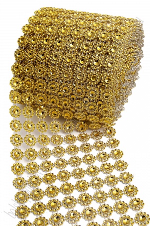 Тесьма декоративная &quot;Цветок&quot; 11,5 см*10 ярд (SF-1418) золото