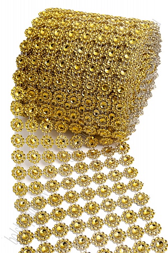 Тесьма декоративная &amp;quot;Цветок&amp;quot; 11,5 см*10 ярд (SF-1418) золото