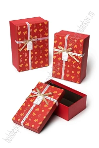 Коробки новогодние прямоугольные 3 в 1, 23*16*10 см, (SF-7820), красный №4