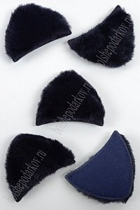 Патч меховой &quot;Ушки&quot; 6,5*5 см (10 шт) SF-3164, темно-синий
