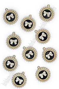 Подвеска металл &quot;Бантик&quot; (10 шт) SF-7343, белый/золото