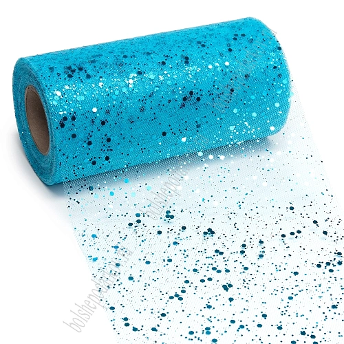 Фатин с пайетками 15 см*25 ярд (SF-605) голубой №27