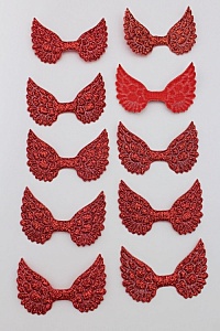 Патч с блестками 4,5*3 см &quot;Крылья&quot; (20 шт) SF-1899, красный