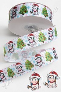 Лента репсовая 2,5 см*25 ярд с рисунком &quot;Единорог&quot; SF-6131