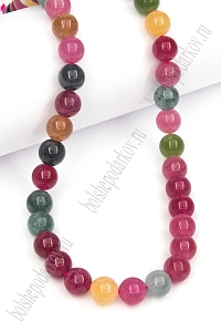 Бусины круглые на нитке 8 мм (SF-7591) турмалин