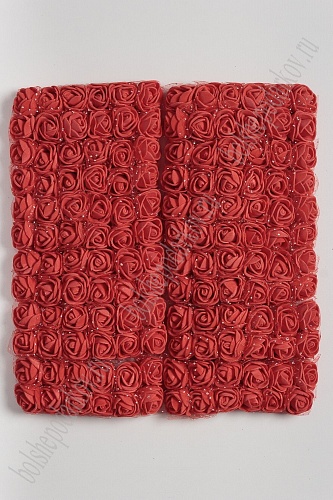 Головки цветков &amp;quot;Розочка&amp;quot; на веточке с сеточкой, 144 шт (SF-043), красный №6