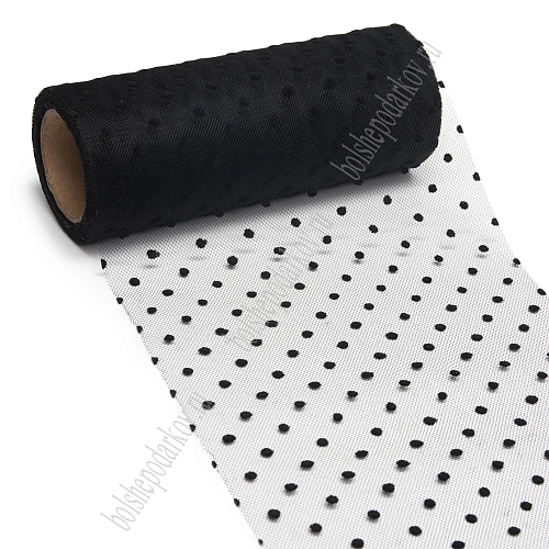 Фатин в горошек 15 см*10 ярд (SF-2941) черный