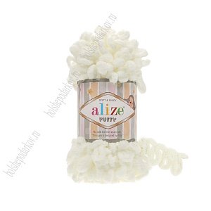 Пряжа &quot;Puffy&quot; 100 г*9,5 м (5 шт) светло-молочный №62