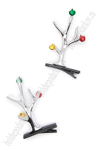 Новогодние заколки &amp;quot;Рожки&amp;quot; (1 пара) SF-7562, серебро №9