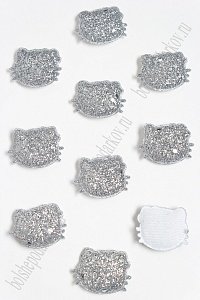 Патч 3D с блестками &quot;Котёнок&quot; 2,9*3,2 см (20 шт) SF-3162, серебряный