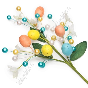 Пасхальный декор 40 см "Веточка с яйцами" (SF-8114) №1