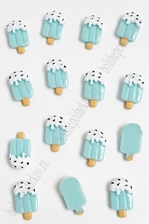 Кабошон &quot;Мороженое на палочке, посыпка&quot; (20 шт) SF-3106, светло-голубой