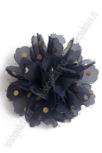 Цветочек шифоновый в горошек 9 см (20 шт) SF-5924, темно-синий №12 УЦЕНКА