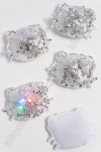 Патч с пайетками &quot;Котёнок&quot; 5*4,2 см (5 шт) SF-3165, серебряный УЦЕНКА