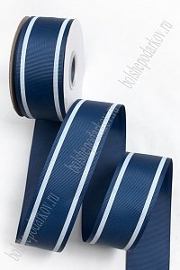 Лента репсовая 4 см*25 ярд &quot;Полоска&quot; SF-7086, темно-синий №38