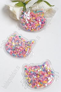 Патч силиконовый с пайетками "Китти" 4,8*5,9 см (5 шт) SF-2986