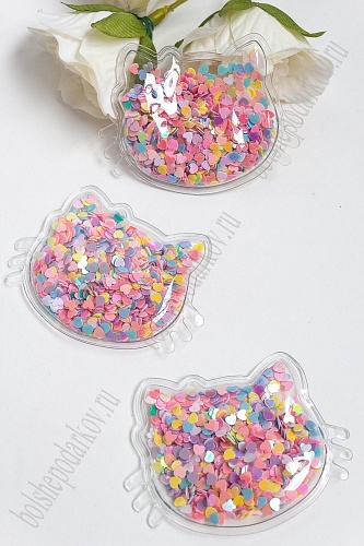 Патч силиконовый с пайетками &amp;quot;Китти&amp;quot; 4,8*5,9 см (5 шт) SF-2986