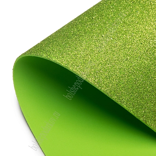 Фоамиран глиттерный 2 мм, 40*60 см Premium (10 листов) SF-3010, фисташковый №012