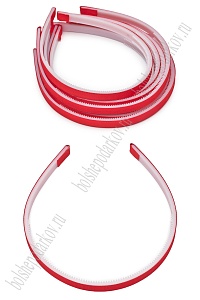 Ободки 1 см, пластик. с репсовой тканью (20 шт) SF-1466, красный №038