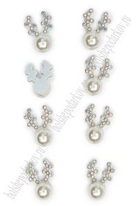 Патчи из фетра со стразами &quot;Рожки с бусинкой&quot; 1,5*2 см (20 шт) SF-7699