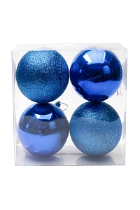 Набор новогодних шаров 10 см (4 шт) SF-8010, синий