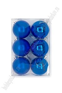 Набор новогодних шаров 4 см (6 шт) SF-7334, синий №5