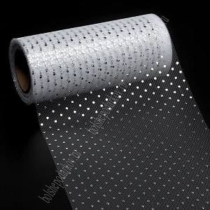 Фатин &quot;Горошек&quot; 15 см*25 ярд (SF-3778) белый/серебро