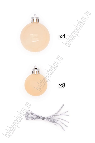 Набор новогодних шаров микс (12 шт) SF-8001, персиковый №2