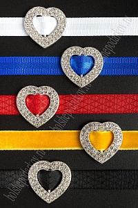 Пряжка со стразами 2 ряда (5 шт) 22*20 мм "Сердце" SF-2041