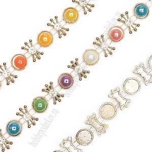 Тесьма "Полубусина со стразами" (10 ярд) SF-1405