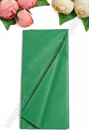 Бумага тишью с блестками 50*66 см (10 листов) SF-2860, зеленый №355