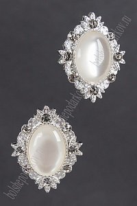 Серединка ювелирная (2 шт) SF-5952, серебро/белый №1