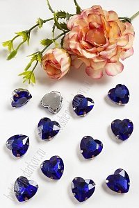 Стразы пришивные 16 мм &quot;Сердечко&quot; (10 шт) SF-3715, синий №9