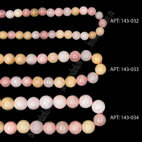 Бусины круглые на нитке 10 мм (SF-7592) кварц микс