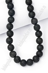 Бусины круглые на леске 10 мм (SF-7592) вулканическая лава