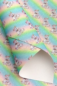 Кожзам с блестками "Радуга, единорог" А4 (5 листов) SF-5990, №7