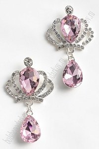 Серединка ювелирная с подвеской (2 шт) SF-5970, серебро/светло-розовый №13
