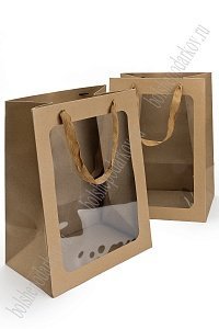 Пакет крафтовый с окошком 25*35*16 см (12 шт) SF-7486
