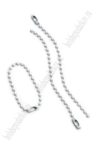 Цепочка шариковая для брелоков 10 см (50 шт) SF-7451, белый №2